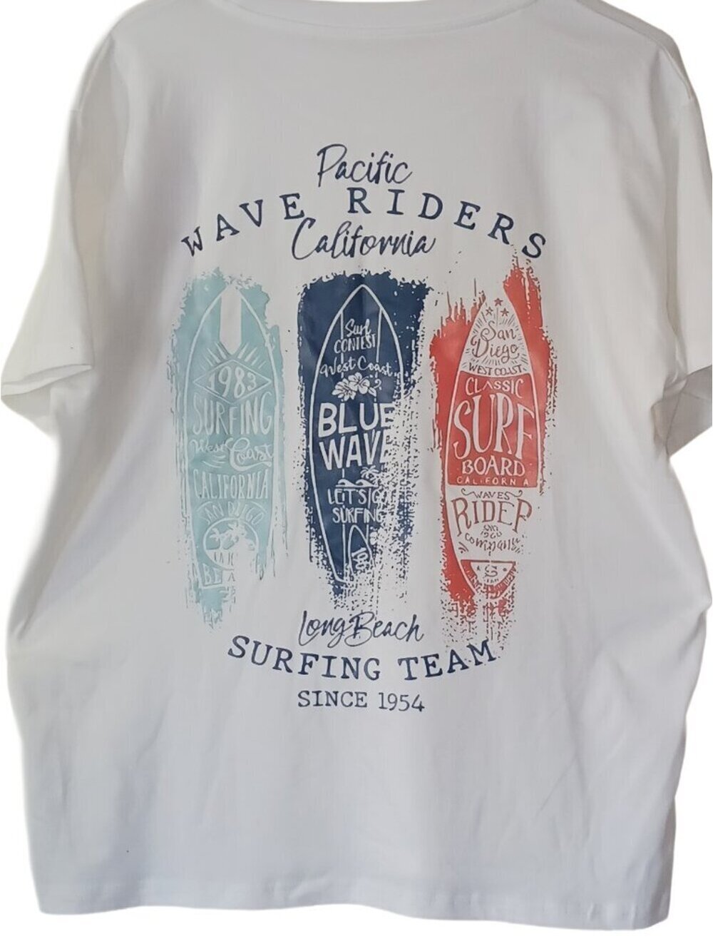 Pacific Wave Riders Surf Graphic Tee White XL California Surf T-Shirt NWT
